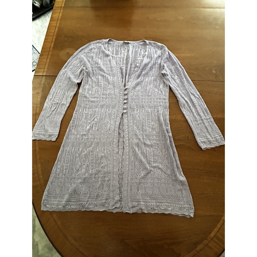 J. Jill Sz Med 100% Silk Sweater Cardigan Lavendar Cottage Country Fairy